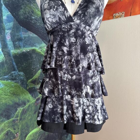 tie dye black white tiered top indie fairy y2k - Picture 3 of 6